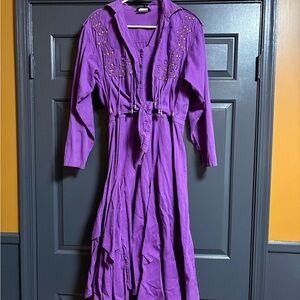 Vintage Western Purple Long Sleeve Dress